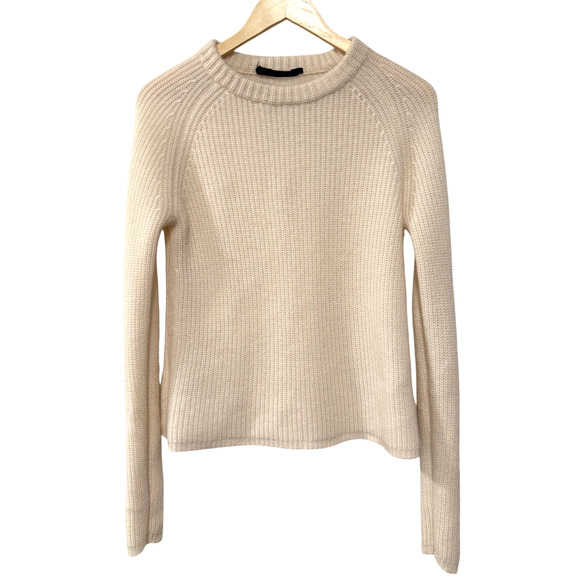 NEW Jenni Kayne S Iconic 100% CASHMERE Fisherman Sweater $425 Ivory Neutral FLAW - Picture 2 of 11